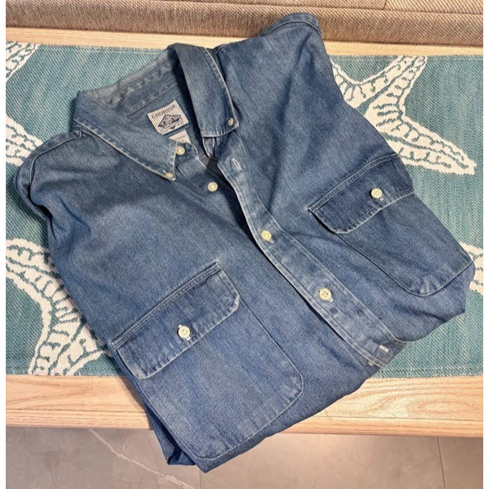 Vintage Oversized Denim Shirt Mens XLT Blue Stonewash Long Sleeve Button Down - Picture 6 of 7